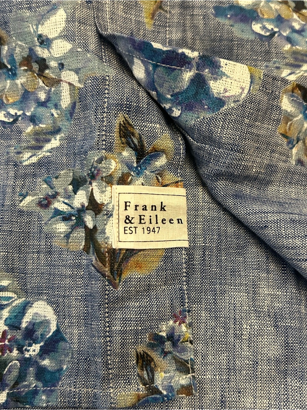 FRANK & EILEEN ‘Rosie’ 100% Linen Short Sleeve Shirt Floral & Bird Print - Picture 12 of 16